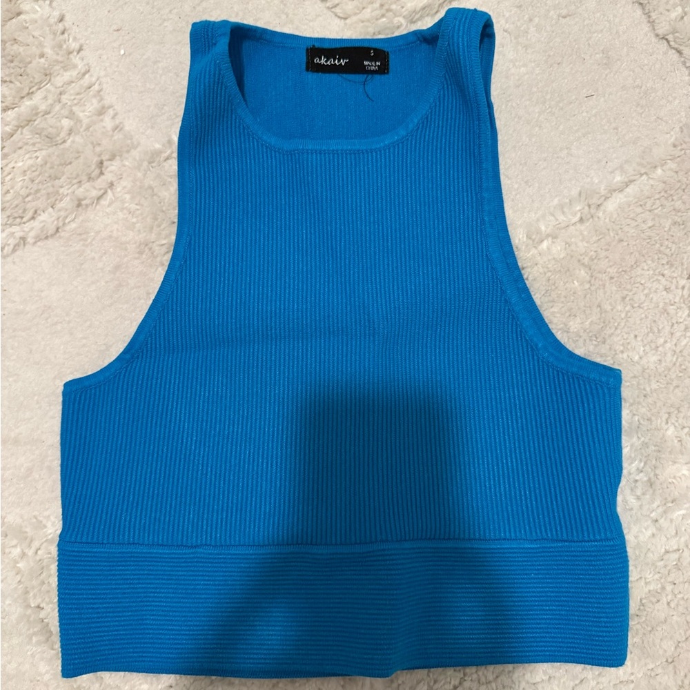 AKIRA Vibrant Blue Ribbed Crop Top